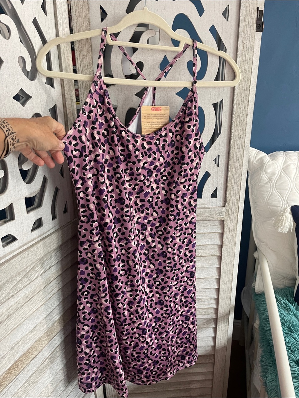 HDE purple and black leopard print Dryfit Actuve Wear dress with built in shorts